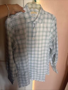 Michael Kors White and Green Plaid Skirt